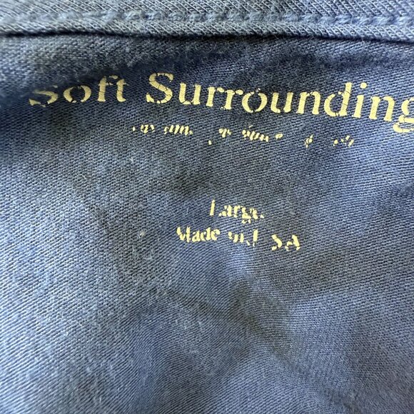 Soft Surroundings Womens Tie-Dye Top Large V-Neck Long Sleeve Blue USA - Picture 3 of 8